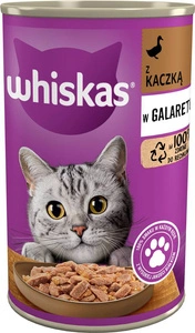 WHISKAS Adult puszka 24x400 g - mokra karma dla dorosłego kota, kawałki z kaczką w galaretce