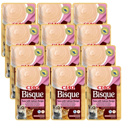 INABA  Cat Ciao Bisque -karma uzupełniająca dla kota o smaku tuńczyka i łososia 12x40g