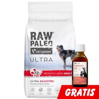 Vetexpert Raw Paleo Ultra Beef Adult Medium/ Large 10kg + Lab-V Olej z Łososia Tłoczony Na Zimno Gratis