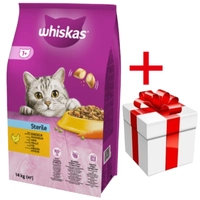 WHISKAS Sterile 14 kg - sucha karma dla dorosłego kota po zabiegu kastracji, z pysznym kurczakiem + niespodzianka dla kota GRATIS!!!