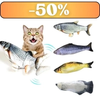 NUXIE® Zabawka dla kota pluszowa rybka z kocimiętka usb 28cm