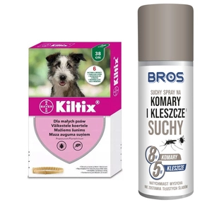 Kiltix Obroża dla małych psów 38 cm + BROS suchy spray na komary i kleszcze 90ml