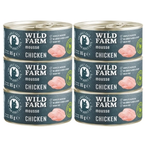 WILD FARM Mousse Chicken 6x85g - bezzbożowy mus dla kota