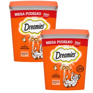 DREAMIES Mega Pudełko 2x350 g – karma uzupełniająca dla dorosłych kotów, z pysznym kurczakiem