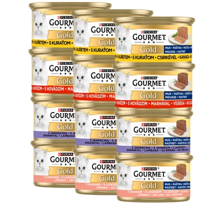 Purina Gourmet Gold mus mix smaków 12x85g