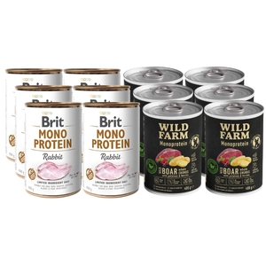 BRIT MONO PROTEIN RABBIT + WILD FARM Monoprotein Wild Boar 12x400g