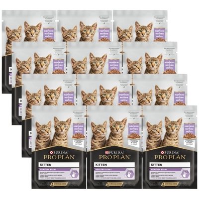 PRO PLAN Nutrisavour Kitten Karma dla kociąt delikatne kawałki z indykiem w sosie 12x85g