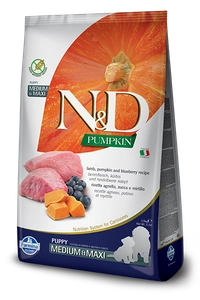 Farmina N&D Pumpkin Grain Free canine LAMB & BLUEBERRY PUPPY MEDIUM & MAXI 12kg  / Opakowanie uszkodzone (3136)
