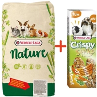 VERSELE-LAGA Cavia Nature 9kg - dla kawii domowych + VERSELE LAGA Crispy Sticks Rabbits-Guinea Pigs Carrot & Parsley 110g - 2 kolby marchewkowo pietruszkowe dla królików i kawii domowych GRATIS