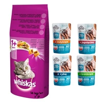 WHISKAS Adult 14 kg - sucha karma dla dorosłego kota, z pyszną wołowiną  + Frendi dla kota 12x100g