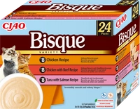 INABA Cat Ciao Bisque - karma uzupełniająca dla kota zupa krem z kurczakiem, wołowiną i rybą 24x40g