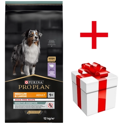 PRO PLAN Sensitive Digestion Adult Karma dla psów bogata w indyka 12kg+ niespodzianka dla psa GRATIS!