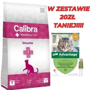 Calibra Veterinary Diets Cat Struvite 2kg + Advantage - dla kotów (0,4mlx4) *roztwór* blister