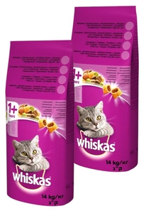 WHISKAS Adult 2x14 kg - sucha karma dla dorosłego kota, z pysznym tuńczykiem