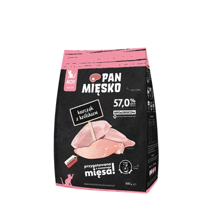 PAN MIĘSKO Kurczak z królikiem XS 400g dla kociąt 