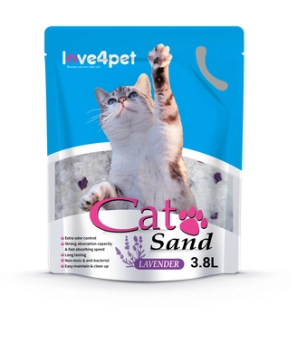 Żwirek Silikonowy dla Kota Cat Sand Lavender 3,8l 1,5 kg / Opakowanie uszkodzone (2686)