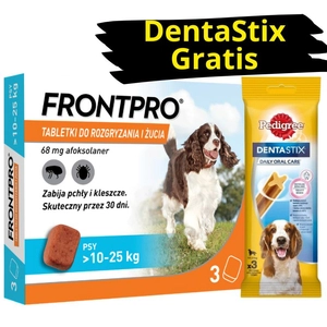 Frontpro tabletki na pchły i kleszcze L 68mg 10-25kg x 3tabl