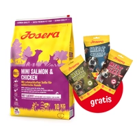 JOSERA Mini Salmon & Chicken 10kg + 3x Mix Treats GRATIS!!