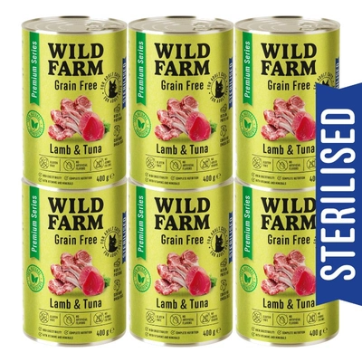 WILD FARM Premium Grain Free Lamb and Tuna 6x400g  - bezzbożowa karma dla kota sterylizowanego
