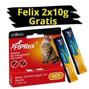 Fiprex KOT, 52,5 mg/0,7 ml, roztwór do nakrapiania dla kotów