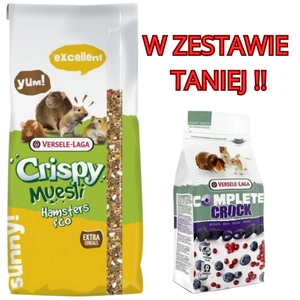 VERSELE-LAGA Crispy Muesli - Hamster&Co 20kg - data ważności 16.07.2025r. + VERSELE LAGA Crock Complete Berry - przysmak z jagodami dla królików i gryzoni 50g