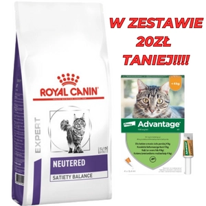 ROYAL CANIN Neutered Satiety Balance 12kg +  Advantage - dla kotów (0,4mlx4) *roztwór* blister