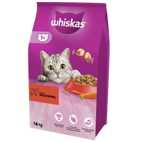 WHISKAS Adult 14 kg - sucha karma dla dorosłego kota, z pyszną wołowiną  \ Opakowanie uszkodzone (1983,2029) !!! 