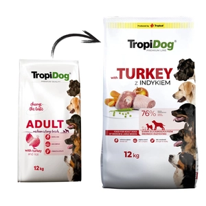 TROPIDOG Premium adult mediu & large breed indyk z ryżem 12kg