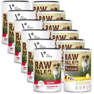 Vetexpert Raw Paleo Puppy Mix Smaków 12x400g 