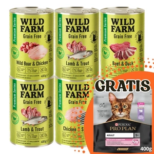 WILD FARM Premium Grain Free Mix Smaków 6x400g - bezzbożowa karma dla kota