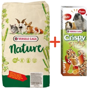 VERSELE-LAGA Cavia Nature 9kg - dla kawii domowych + VERSELE LAGA Crispy Sticks Rabbits-Guinea Pigs Fruit 110g - 2 kolby owocowe dla królików i kawii domowych GRATIS