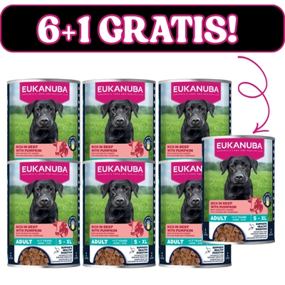 EUKANUBA Mokra karma dla psów dorosłych, bogata w wołowinę i dynię 6x400g + 400g Gratis