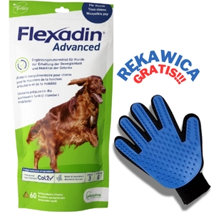 VETOQUINOL Flexadin Advanced Dietetyczna Karma Uzupełniająca Dla Psów  180g (60 kąsków) + RĘKAWICA DO CZESANIA GRATIS!!