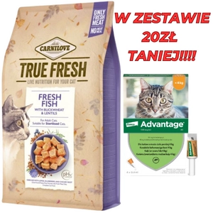 CARNILOVE True Fresh Cat Fish 4,8kg + Advantage - dla kotów (0,4mlx4) *roztwór* blister