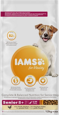 IAMS-Sucha karma for Vitality dla starszych psów ras małych i średnich, ze świeżym kurczakiem 12kg Opakownie uszkodzone (1934) !!!!