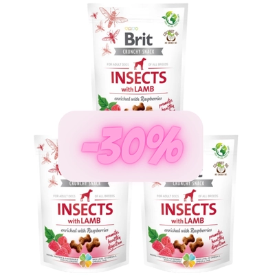 BRIT CARE Dog Crunchy Cracker Insects rich in Lamb 3x200g
