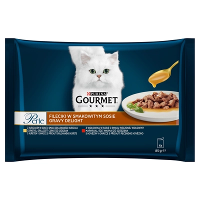 Gourmet Perle Karma dla kotów fileciki w smakowitym sosie 340g (4 x 85g)