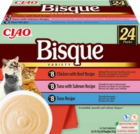 INABA Cat Ciao Bisque - karma uzupełniająca dla kota zupa krem z kurczakiem, wołowiną, tuńczykiem i łososiem 24x40g