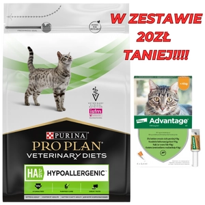 PRO PLAN Veterinary Diets HA St/Ox Hypoallergenic Karma sucha dla kota 3,5kg + Advantage - dla kotów (0,4mlx4) *roztwór* blister