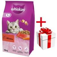 WHISKAS Adult 14 kg - sucha karma dla dorosłego kota, z pyszną wołowiną + niespodzianka dla kota GRATIS!!!