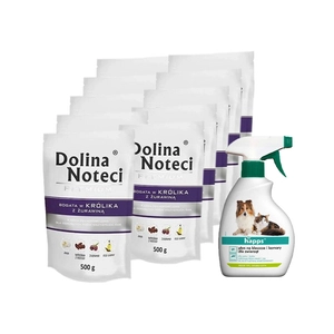 Dolina Noteci Premium Królik z żurawiną 10x500g + HAPPS - płyn na kleszcze i komary dla zwierząt 200ml