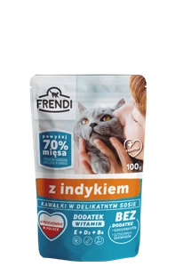 Frendi kawałki w delikatnym sosie z indykiem dla kota 100g