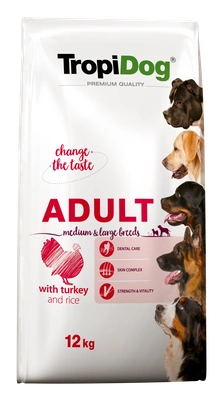 TROPIDOG Premium adult mediu & large breed indyk z ryżem 12kg