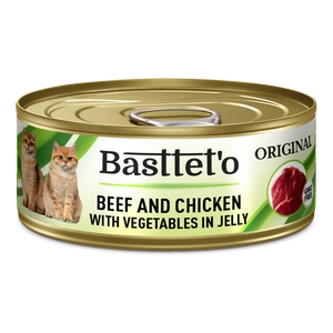 Basttet'o Original Wołowina z kurczakiem i warzywami w galarecie dla kotów 85g (puszka)