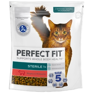 PERFECT FIT (Sterile 1+) 750g Bogaty w wołowinę - sucha karma dla kota po sterylizacji