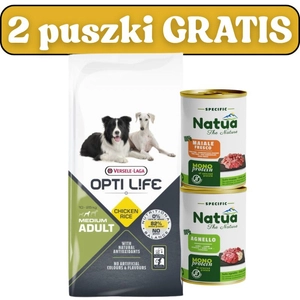 VERSELE-LAGA Opti Life Adult Medium 12,5kg + puszki Natua 2x400g