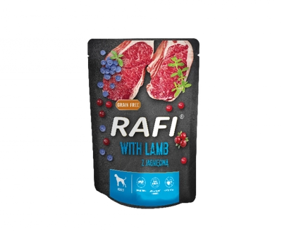 Rafi z jagnięciną dla psa - saszetka 300g (czarne opakowanie)