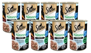 SHEBA puszka 12x400g Nature's Collection – mokra pełnoporcjowa karma dla dorosłych kotów z białą rybą i wątróbką z przybraniem z marchewki w terynie