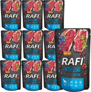 Rafi z jagnięciną dla psa - saszetka (czarne opakowanie) 10x300g
