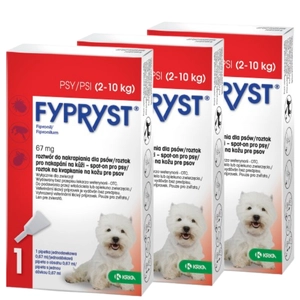 KRKA Fypryst Spot On krople na pchły i kleszcze dla psa 2-10 kg 67 mg/0,67 ml 3szt
